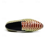 halpa Loafers-Miesten vihreät ja ruskeat käärmekuvioiset nahkaiset loaferit, slip-on-muodinmukaiset kengät yökerhoihin, juhliin ja rohkeisiin muotilausuntoihin
