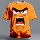 abordables T-shirts 3D-Homme Illusion d'optique 3D Émoticônes amusantes T-shirt Manche Courte T-shirt Impression 3D Col ras du cou Chemise Exagéré Designer Quotidien Club Soirée Bleu Jaune Orange Été Printemps Toutes