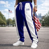 ieftine Picior drept-Bărbați Pantaloni Sport Pantaloni de sport cu picior drept Cordon Buzunar Talie elastică Bloc Culoare Steag Național Confort Lungime totală Casual Zilnic În aer liber Vacanță Modă Negru Roșu-aprins