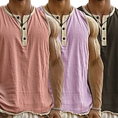  3-delt flerpakning singlet for menn, singlet, ermeløs, henley-skjorte, sommer, enkel, motedesigner, enkel, avslappet, ferie, gate, abc-topp, t-skjorte for menn