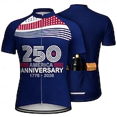  America's 250th Anniversary Independence Day Men Cycling Jersey Downhill Jersey American US Flag Short Sleeve Bike Jersey T Shirt with 3 Rear Pockets UV Resistant Fast Dry With Pockets Front Zipper