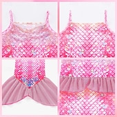 baratos Fantasias para meninas-sereia Princesa sereia Vestidos Fantasia de festa temática Fantasias for Para Meninas Infantil Crianças Carnaval Baile de Máscaras Festa Feriado