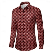 abordables Hauts-Rétro Vintage Années 1970 Chemise Chemise Aloha Manches longues Hippie Géométrique Déguisement Homme Mascarade Festival de Musique Soirée Tenue quotidienne Adulte Chemise
