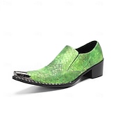 baratos Mocassins de couro premium-Mocassins masculinos em couro legítimo verde com estampa de cobra, elegantes sapatos sem cadarço para casamentos, calçados estilosos para noivos e convidados.