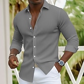 voordelige heren overhemd met knopen-Voor heren Overhemd Corduroyshirt Overhemd met knopen Marineblauw Blauw Lange mouw Effen Strijkijzer Casual Dagelijks Button-omlaag Kleding Katoen Modieus Streetwear Klassiek Casual