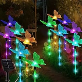 cheap Pathway Lights &amp; Lanterns-6 Head Solar Lights, Outdoor Butterfly Lights, Courtyard Garden Waterproof Decoration, Lawn Atmosphere Lights, Ip66 Waterproof, 1 Set