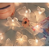 preiswerte Solar Lichterketten-LED-Lichterkette mit Schmetterlingsmotiven, batteriebetrieben, lila Schmetterlingslichter für Zuhause, Schlafzimmer, drinnen und draußen, Garten, Hochzeit, Party, Urlaub, Sommerdekoration