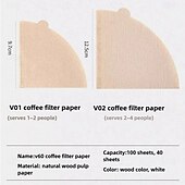 abordables Ustensiles et gadgets de cuisine-40/100 filtres à café jetables en papier naturel, pour 1 à 4 tasses, filtres en forme de V pour cafetière à filtre, accessoires pour cafés et maison, outils pour le café, 1 à 2/2 à 4 portions