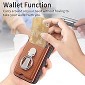 abordables 2026 Samsung Galaxy S26 Série-téléphone Coque Pour Samsung Galaxy S26 S26 Plus S26 Ultra Coque Arrière avec Support Support Anneau Emplacement Carte Rétro TPU Fibre faux cuir