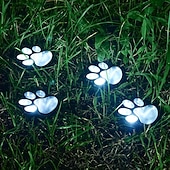 お買い得  地上のライト-かわいいソーラー足跡ライト4個パック、防水屋外ガーデンライト、庭、パティオ、花壇、芝生の装飾用のLED動物ヤードライト