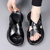 levne Pohodlné sandály-Pánské mokasíny z umělé kůže – pohodlné letní sandály s otevřenou špičkou a nastavitelným páskem, lehké a prodyšné, ideální pro každodenní nošení, cestování a volný čas v přírodě