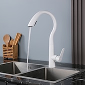 זול ברזים למטבח-ברז כיור מטבח עם מרסס נשלף, ברז מטבח מסחרי בעל ידית אחת בקשת גבוהה