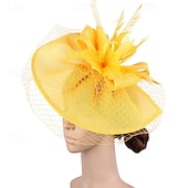 cheap Fascinators-Fascinators Net Wedding Birthday Elegant Vintage Cute With Feather Tulle Headpiece Headwear