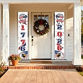  Decorazioni per stendardi da portico per il 250° anniversario dell'America, cartelli da appendere alla porta d'ingresso per il cinquantenario degli Stati Uniti, decorazioni di benvenuto patriottiche