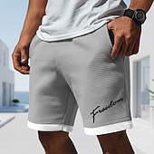 cheap Men's 3D Sweat Shorts-Men's Letter Print Funny Slang Waffle Shorts Casual Shorts Textured Shorts Mid Waist Fashion Casual Daily Vacation Elastic Drawstring Waist Shorts with Pockets Designer Clothing Apparel