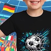 levne 3D sporty a hry pro chlapce-100% bavlna Děti Chlapecké Černá Bílá Grafika Fotbal Fotbalová trička Tričko Blůzky Tričkový Krátký rukáv Venkovní Na den Módní Šik ven Designové Potisk Léto