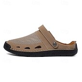 levne Pohodlné sandály-Pánské hnědé perforované nazouvací sandály – prodyšné, pohodlné, lehké, ideální na léto, běžné nošení i do přírody