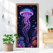 cheap Garage &amp; Door Banners-Posters Door Cover Outdoor Banners Jellyfish Tropical Modern 3D Party Dorm Teens Room College Dorm Guys Man Cave Frat Bedroom Shooting Backgrounds Home Decor