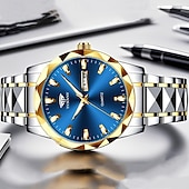 billige Kvartsklokker-Herrekvartsklokke med dagdatokalender, metallrem i rustfritt stål, forretningsmessig uformell klokke for menn, fasettert bezel, sølvfarget urskive, analog klokke, moteriktig gave til herre