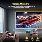 levne Projektory-Přenosný mini chytrý projektor s Wi-Fi a Bluetooth, 2 GB + 16 GB Android, 720p LCD displej s podporou 4K/8K, hlasové dálkové ovládání domácího kina pro hraní her a filmů, dárek pro fotbalové fanoušky
