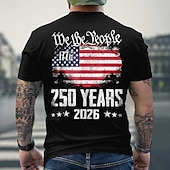 levne Patriotických 250 triček-4. července 2026 250. památný den Pánské 3D tisk tričko s americkou vlajkou kulatý výstřih krátký rukáv každodenní ulice