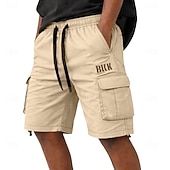 baratos Clássico-Homens Calças de carga Bermuda Cargo Calção Shorts casuais Bordado Bolsos Tecido Conforto Comprimento do joelho Casual Ao ar livre Streetwear Moda Roupa de rua Camuflagem cáqui Camuflagem - Verde