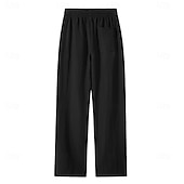 cheap Cotton Linen Pants-Men's Tencel Linen Pants Trousers Summer Pants Beach Pants Drawstring Pocket Elastic Waist Plain Comfort Breathable Full Length Daily Outdoor Beach Vacation Fashion Black White Inelastic