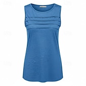 preiswerte Einfacher Tank-Mehrfachpackungen 3er-Pack Weiblich Rundhals Ärmellos schwarz+weiß+grün Tanktop Weste Ärmelloses Shirt Einfarbig Lässig Täglich Polyester Sommer