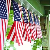 baratos 250º Aniversário dos EUA-Cordões com bandeiras patrióticas dos EUA – 20/40 mini bandeiras americanas para sala de aula, jardim &amp;4 de julho, Dia da Independência, 250º aniversário, decorações do Dia da Memória