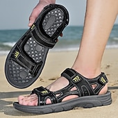 billige Utendørs sandaler-herre brune utendørssandaler justerbare sportssandaler med borrelås åpen tå komfortable tursko for fotturer, reiser, strandferie, camping, utendørseventyr og sommerens daglige bruk