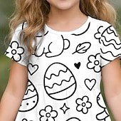 abordables Tenues de Pâques pour Filles-Pâques FILLE 3D Graphique Lapin Robe Manche Courte Impression 3D Été Printemps Quotidien Vacances Soirée Mignon Basique Occasionnel Enfants 4-12 ans Robe Décontractée Robe trapèze Mi-long Coupe