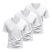 billiga grundläggande t-shirts-Herr T-shirt T-tröja Kortärmad V-hals Sommar Vår Slät Designer Grundläggande Modernt Modernt 3 st Ledigt Semester Gata 8# 9# 4# Topp t-shirt för män