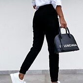 abordables Pantalones de pierna recta-Mujer Pantalones Pantalones de verano Pantalones de playa Pantalones casuales Vacaciones Moda Casual / Diario Hasta el Tobillo Media cintura Plano Cremallera Bolsillo Comodidad Suave Transpirable