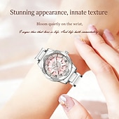 cheap Quartz Watches-A Niche Luxury Women's Watch with A Rotatable Artificial Zirconia Diamond Inlaid Dial, Ceramic Strap, and Stainless Steel Case. It Is The Best Gift Choice for Women's Birthdays, Holidays, and Annivers