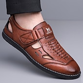 voordelige Casual sandalen-Casual loafers voor heren van imitatieleer – ademend ontwerp met uitsparingen, zachte, gedempte zool, gemakkelijk aan te trekken, elegante schoenen voor elke dag, werk, reizen en buitenactiviteiten.