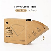 abordables Ustensiles et gadgets de cuisine-40/100 filtres à café jetables en papier naturel, pour 1 à 4 tasses, filtres en forme de V pour cafetière à filtre, accessoires pour cafés et maison, outils pour le café, 1 à 2/2 à 4 portions
