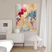 abordables Pinturas abstractas-Handmade Oil Painting Canvas Wall Art Decoration Modern Dopamine Color Abstract Texture for Home Decor Frame Hanging/Rolled Frameless Unstretched Painting