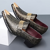 Χαμηλού Κόστους Μπαλαρίνες-Ανδρικά μοκασίνια από χρυσή δερματίνη με υφή – μοντέρνα slip-on παπούτσια, πάρτι, βραδινά και κομψά casual ρούχα