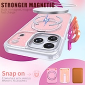 abordables Carcasas iPhone-teléfono Funda Para iPhone 17 Air 17 Pro Max iPhone 17e 16 15 14 Pro Max Plus 16e 13 Pro Max Funda Trasera adsorción magnética con Soporte Traslúcido Soporte de carga inalámbrica TPU Acrílico