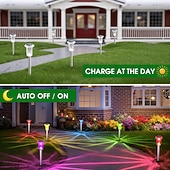 cheap Pathway Lights &amp; Lanterns-Solar Outdoor Lights, Solar Pathway Lights Outdoor Waterproof, Stainless Steel Stake Lighting for Garden Yard Path Walkway Driveway Patio Lawn Outside Decor,Color Changing