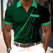  Per uomo Sfumatura Geometrico Polo Manica Corta Magliette polo Bavero Business Casual All'aperto Ferie Abbigliamento quotidiano Tasca Stampa 3D Estate Primavera Blu Rosso Viola