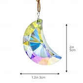 お買い得  壁の彫刻-1/6個 50mm レインボームーンクリスタルサンキャッチャープリズムペンダント 家庭、オフィス、庭の装飾用工芸品 レインボーメーカー ウィンドウペンダント