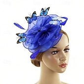 economico Fascinatori-Fascinator Organza Matrimonio Compleanno Vintage Carino Retrò Con Farfalla Tulle Copricapo Copricapo