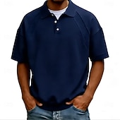 baratos Polo Clássico Masculino-Homens Camisas Polo Casual O negócio Aberto para a Lateral Manga Curta Moda Básico Tecido Botões Verão Primavera Azul Branco Azul Marinha Marron Verde Cinzento Camisas Polo