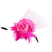 economico Fascinatori-Fascinator Poliestere Matrimonio Compleanno Vintage Carino Retrò Con Piuma Fiore Copricapo Copricapo