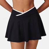 tanie Spódnice i szorty damskie-Damskie Solidne kolory Spódnica casualowa Spódnice tenisowe z szortami Spódnica sportowa Kieszeń Wysoka talia Elastyczny Odvádí pot Oddychający Bransoletka tenisowa Golf Pikle Spódnica Czarny Biały