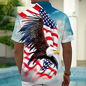 economico Modello di bandiera-Per uomo 4 luglio, 250° anniversario degli Stati Uniti Aquila Bandiera degli Stati Uniti Camicia Camicia Estiva Camicia con Bottoni Manica Corta Patriotico All'aperto Ferie Estate Primavera Collo