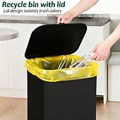 abordables Rangement et organisation-Poubelle en tissu de 100 litres avec couvercle, panier à linge pliable avec structure en bambou, bac de rangement moderne pour le salon &amp;chambre, comprend 10 sacs poubelles jaunes
