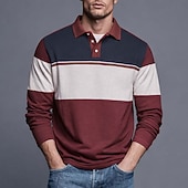 ieftine Polo de rugby pentru bărbați-Bărbați Benzi orizontale Polo de rugby Manșon Lung Tricouri de polo Cămăși cu guler Îmbrăcăminte sportivă Casual În aer liber Școală Îmbrăcăminte Atletică Imprimare 3D Primăvară Toamnă Iarnă Albastru