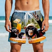  Per uomo Animale Divertente Scimmia Costumi da bagno Pantaloncini da mare Pantaloncini da Surf Misura del girovita medio Hawaiano All'aperto Vacanza Abbigliamento Quotidiano Tasche Laterali fodera in